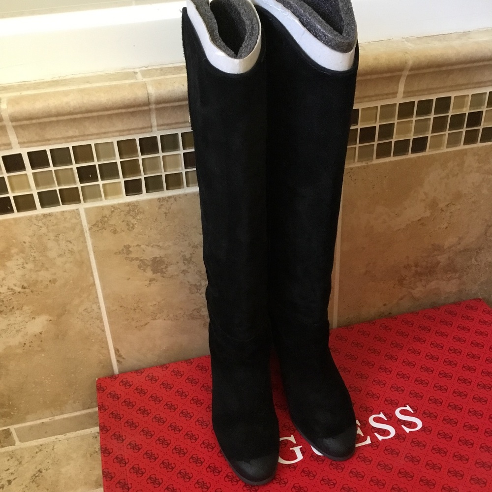 Guess Women's Black Suede Tall Boots 6M